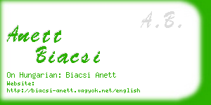 anett biacsi business card